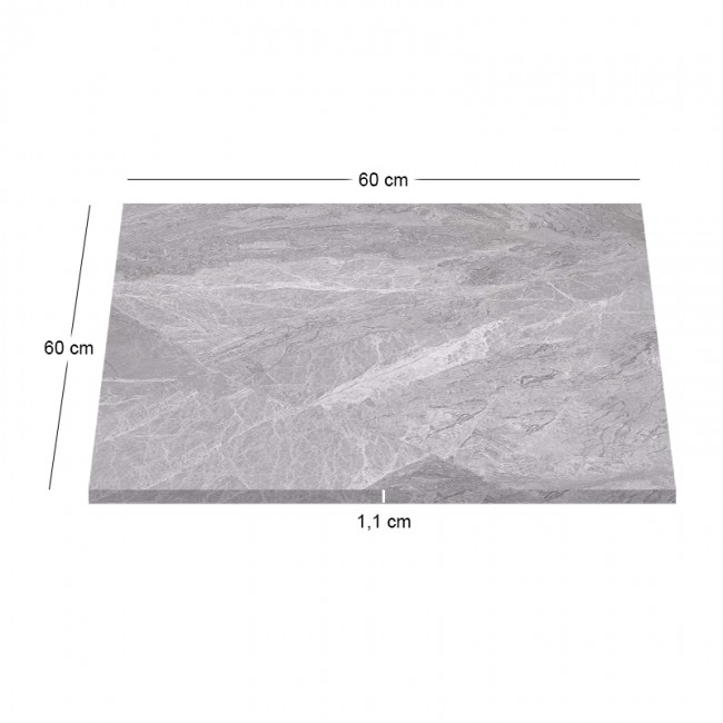 Επιφάνεια Μάρμαρο Sintered Stone, Απόχρωση Grey Marble (MDF για στήριξη βάσης) 60x60cm/11mm