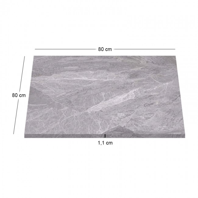 Επιφάνεια Μάρμαρο Sintered Stone, Απόχρωση Grey Marble (MDF για στήριξη βάσης) 80x80cm/11mm
