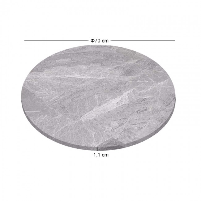 Επιφάνεια Μάρμαρο Sintered Stone, Απόχρωση Grey Marble (MDF για στήριξη βάσης) Φ70cm/11mm