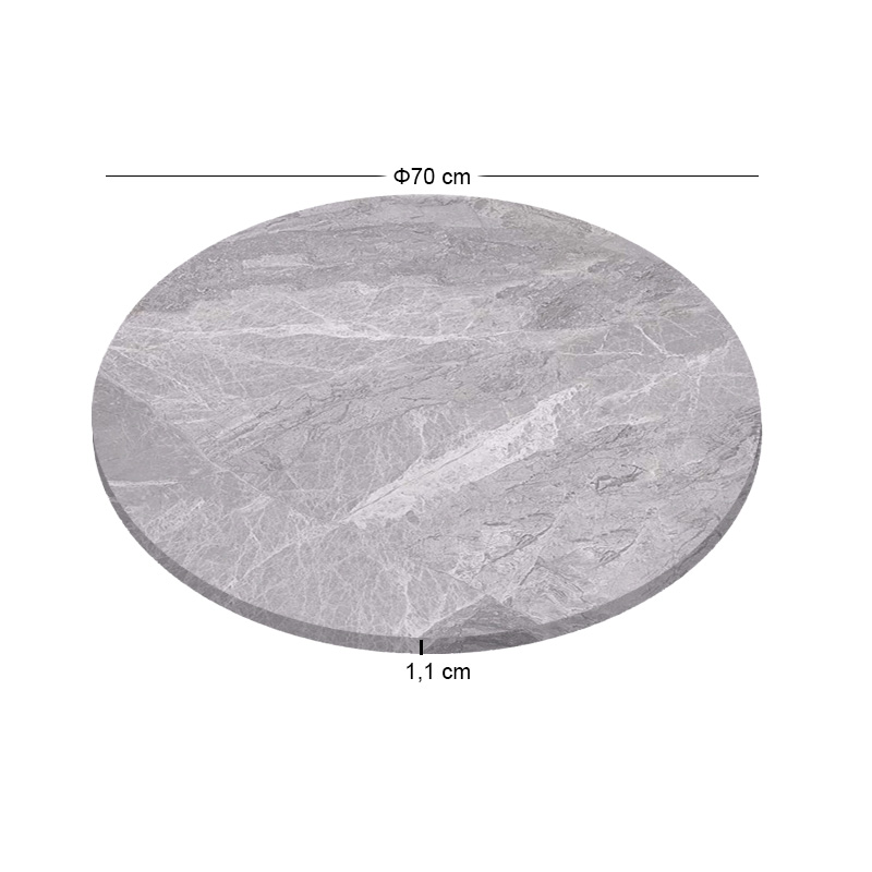 Sintered Stone Table Top D.70cm/11mm Grey Marble (under MDF 45x45cm)