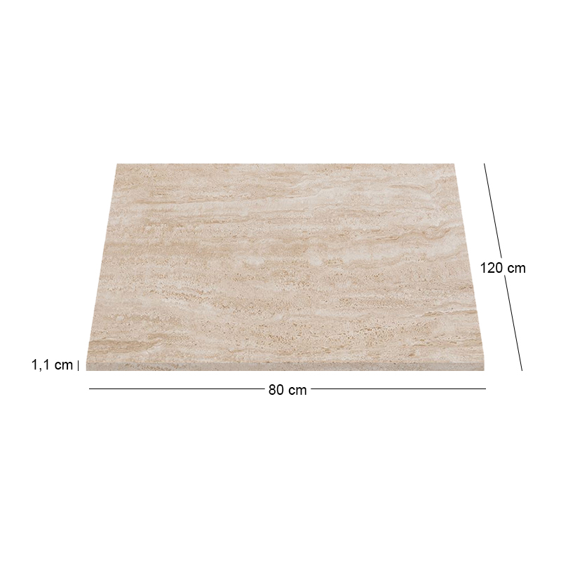 Επιφάνεια Μάρμαρο Sintered Stone, Απόχρωση Travertine Marble (MDF για στήριξη βάσης) 80x120cm/11mm