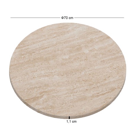 Επιφάνεια τραπεζιού sintered stone χρώμα travertine Φ70εκ.
