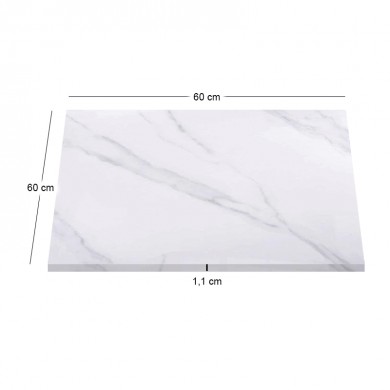 Επιφάνεια Μάρμαρο Sintered Stone, Απόχρωση White Marble (MDF για στήριξη βάσης) 60x60cm/11mm