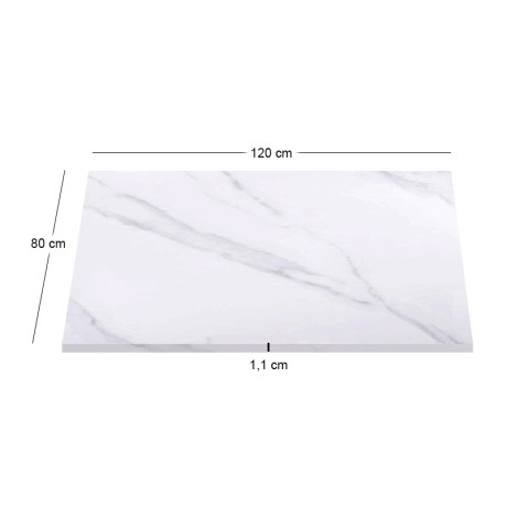 Sintered Stone Table Top 80x120cm/11mm White Marble (under MDF 50x90cm)