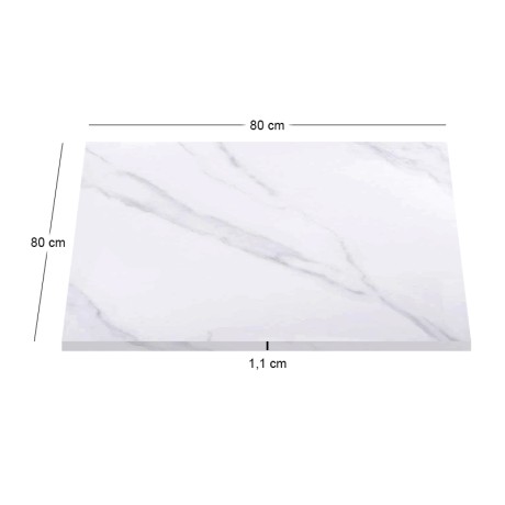 Sintered Stone Table Top 80x80cm/11mm White Marble (under MDF 50x50cm)