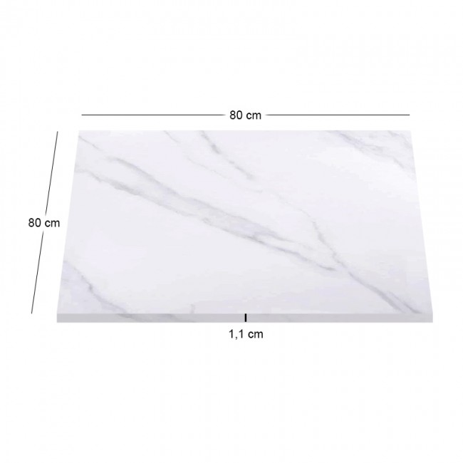 Επιφάνεια Μάρμαρο Sintered Stone, Απόχρωση White Marble (MDF για στήριξη βάσης) 80x80cm/11mm