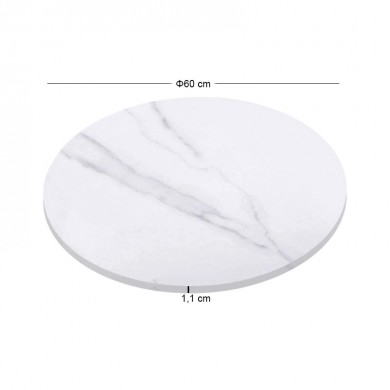 Επιφάνεια Μάρμαρο Sintered Stone, Απόχρωση White Marble (MDF για στήριξη βάσης) Φ60cm/11mm