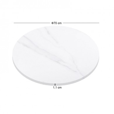 Επιφάνεια Μάρμαρο Sintered Stone, Απόχρωση White Marble (MDF για στήριξη βάσης) Φ70cm/11mm