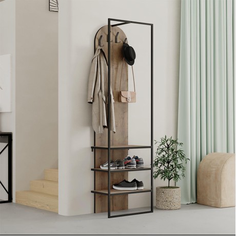 Archy Megapap entrance furniture made of melamine - metal light walnut color 53x31.7x180cm.