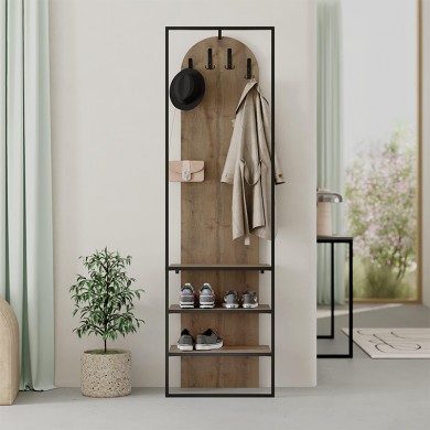 Archy Megapap entrance furniture made of melamine - metal light walnut color 53x31.7x180cm.