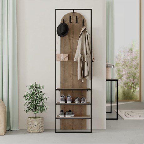 Archy Megapap entrance furniture made of melamine - metal light walnut color 53x31.7x180cm.