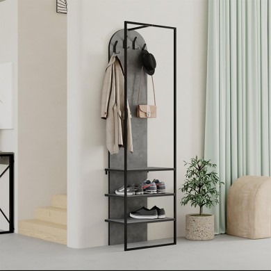 Archy Megapap entrance furniture made of melamine - metal retro grey color 53x31.7x180cm.