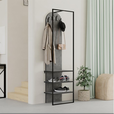 Archy Megapap entrance furniture made of melamine - metal retro grey color 53x31.7x180cm.