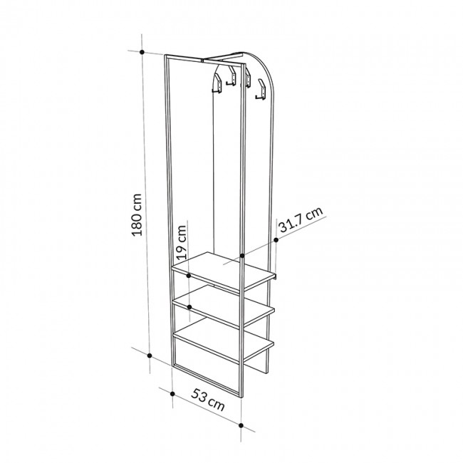 Έπιπλο εισόδου Archy Megapap χρώμα sapphire oak 53x31,7x180εκ.