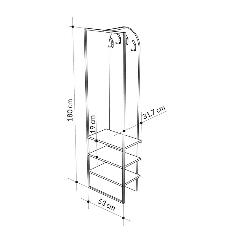 Έπιπλο εισόδου Archy Megapap χρώμα sapphire oak 53x31,7x180εκ.