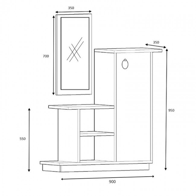Cute Megapap melamine entrance furniture in oak - anthracite color 90x35x95cm.