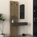 Elois Megapap melamine coat stand in anthracite - sepet oak color 96.6x26.8x195.5cm.