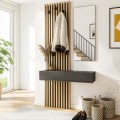 Elois Megapap melamine coat stand in anthracite - sepet oak color 96.6x26.8x195.5cm.