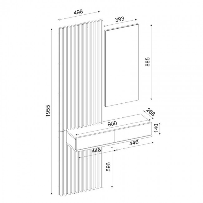 Έπιπλο εισόδου Elois Megapap χρώμα λευκό 96,6x26,8x195,5εκ.