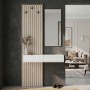 Elois Megapap melamine coat stand in white - sepet oak color 96.6x26.8x195.5cm.