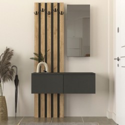 Έπιπλο εισόδου Kanso Megapap χρώμα ανθρακί - sepet oak 100x35x196,7εκ. Έπιπλο εισόδου Kanso Megapap χρώμα ανθρακί - sepet oak 100x35x196,7εκ.