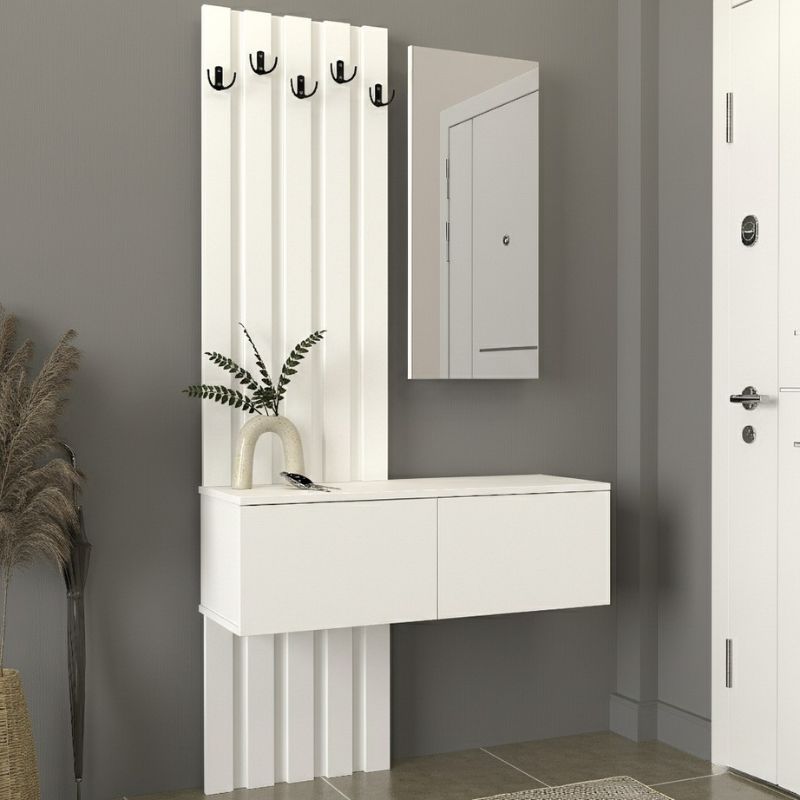 Kanso Megapap melamine coat stand in white color 100x35x19637cm.