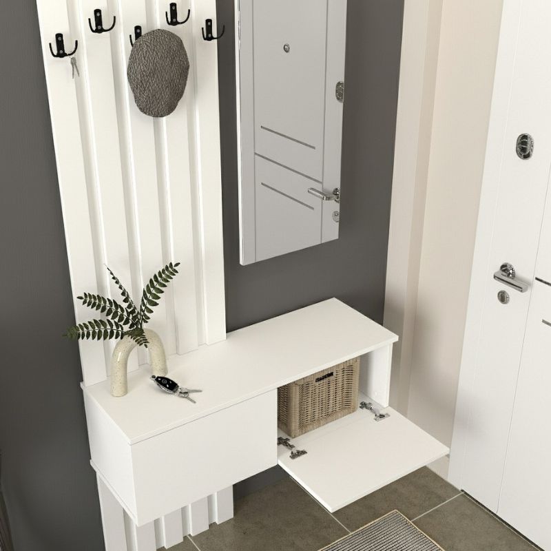 Kanso Megapap melamine coat stand in white color 100x35x19637cm.