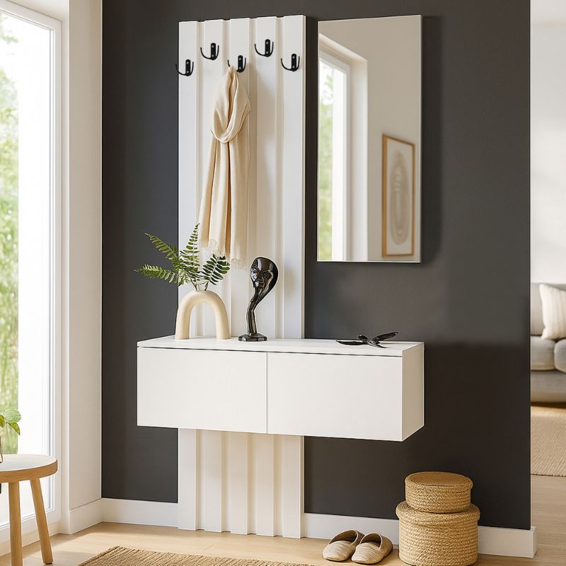 Kanso Megapap melamine coat stand in white color 100x35x19637cm.