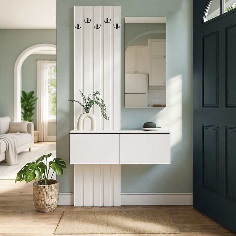 Kanso Megapap melamine coat stand in white color 100x35x19637cm.