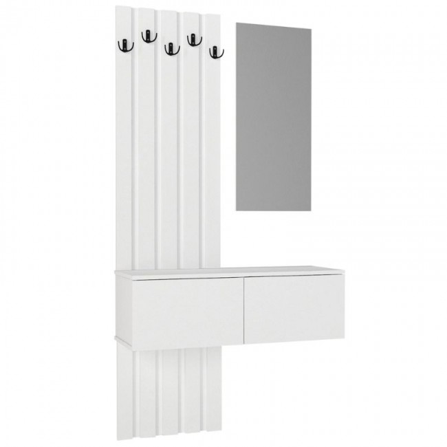 Έπιπλο εισόδου Kanso Megapap χρώμα λευκό 100x35x196,7εκ.