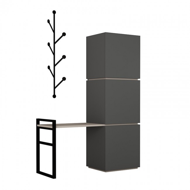 Mello Megapap melamine hallway stand with hanger in anthracite color 109x39x149cm.