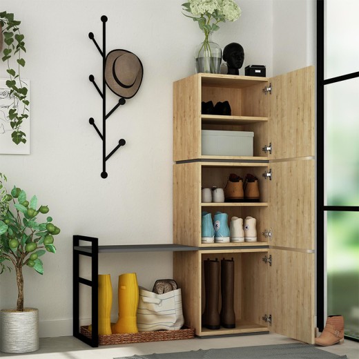 Έπιπλο εισόδου με κρεμάστρα Mello Megapap χρώμα sapphire oak 109x39x149εκ.