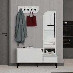 Έπιπλο εισόδου Mila Megapap με κρεμάστρα χρώμα λευκό 120x37x171,6εκ.