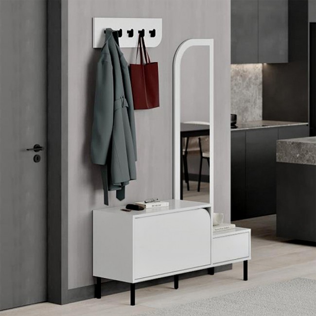 Έπιπλο εισόδου Mila Megapap με κρεμάστρα χρώμα λευκό 120x37x171,6εκ.