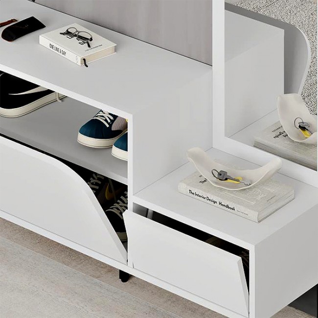 Έπιπλο εισόδου Mila Megapap με κρεμάστρα χρώμα λευκό 120x37x171,6εκ.