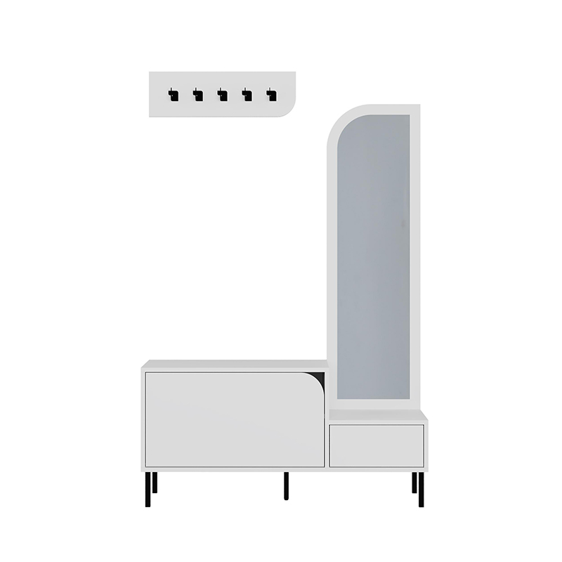 Mila Megapap melamine shoe cabinet with hanger in white color 120x37x171,6cm.