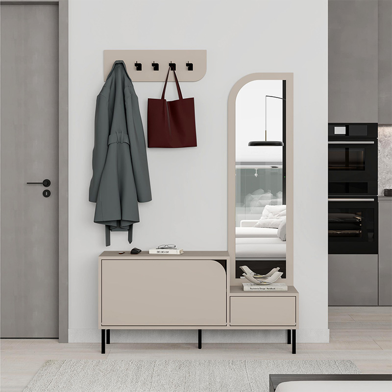Έπιπλο εισόδου Mila Megapap με κρεμάστρα χρώμα sandstone120x37x171,6εκ.