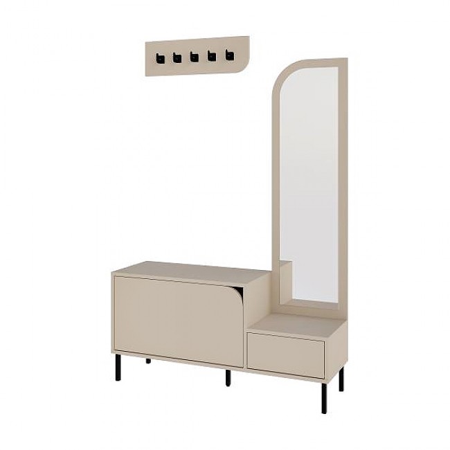 Έπιπλο εισόδου Mila Megapap με κρεμάστρα χρώμα sandstone120x37x171,6εκ.