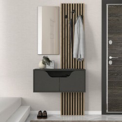 Έπιπλο εισόδου Naro Megapap χρώμα ανθρακί - sepet oak 90x35x204,2εκ. Έπιπλο εισόδου Naro Megapap χρώμα ανθρακί - sepet oak 90x35x204,2εκ.