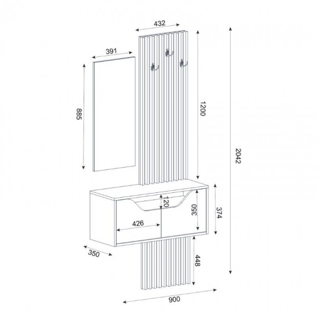 Έπιπλο εισόδου Naro Megapap χρώμα λευκό - sepet oak 90x35x204,2εκ.