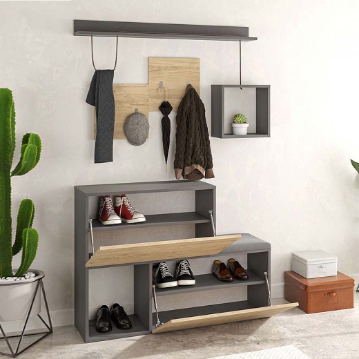 Έπιπλο εισόδου - παπουτσοθήκη Holdon Megapap φυσικό οξιάς/ανθρακί 120x36,5x87,5εκ. Έπιπλο εισόδου - παπουτσοθήκη Holdon Megapap φυσικό οξιάς/ανθρακί 120x36,5x87,5εκ.