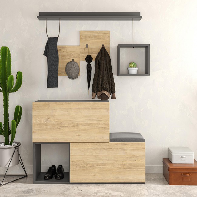 Έπιπλο εισόδου - παπουτσοθήκη Holdon Megapap φυσικό οξιάς/ανθρακί 120x36,5x87,5εκ. Έπιπλο εισόδου - παπουτσοθήκη Holdon Megapap φυσικό οξιάς/ανθρακί 120x36,5x87,5εκ.