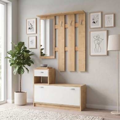Raynold Megapap melamine entrance furniture in natural - white color 100x30x180cm.