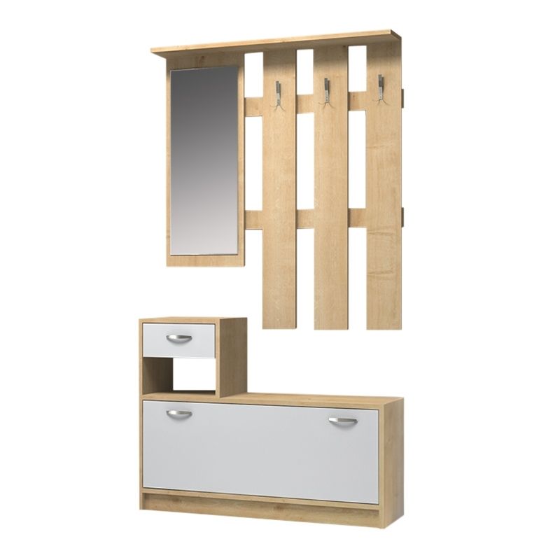 Raynold Megapap melamine entrance furniture in natural - white color 100x30x180cm.