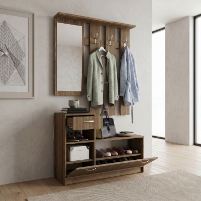 Έπιπλο εισόδου Raynold Megapap χρώμα καρυδί 100x30x180εκ.