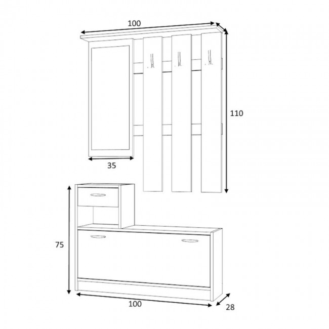 Έπιπλο εισόδου Raynold Megapap χρώμα καρυδί 100x30x180εκ.