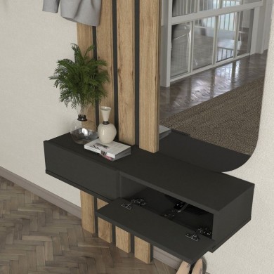 Reyas Megapap melamine coat stand in anthracite - sepet oak color 90x27x205.6cm.
