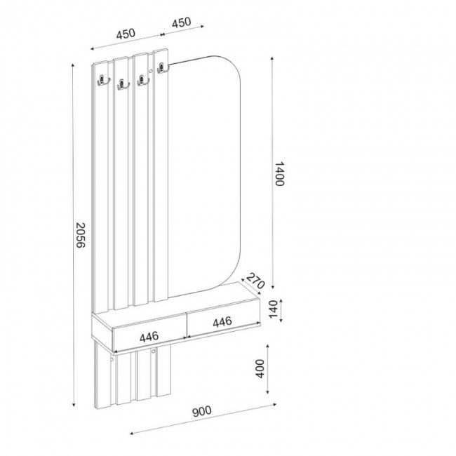 Έπιπλο εισόδου Reyas Megapap χρώμα λευκό - sepet oak 90x27x205,6εκ.