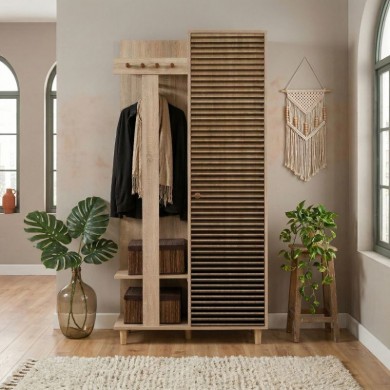 Soho Megapap entrance furniture made of melamine color sonoma 90x36x194cm.