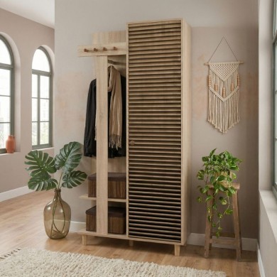 Soho Megapap entrance furniture made of melamine color sonoma 90x36x194cm.